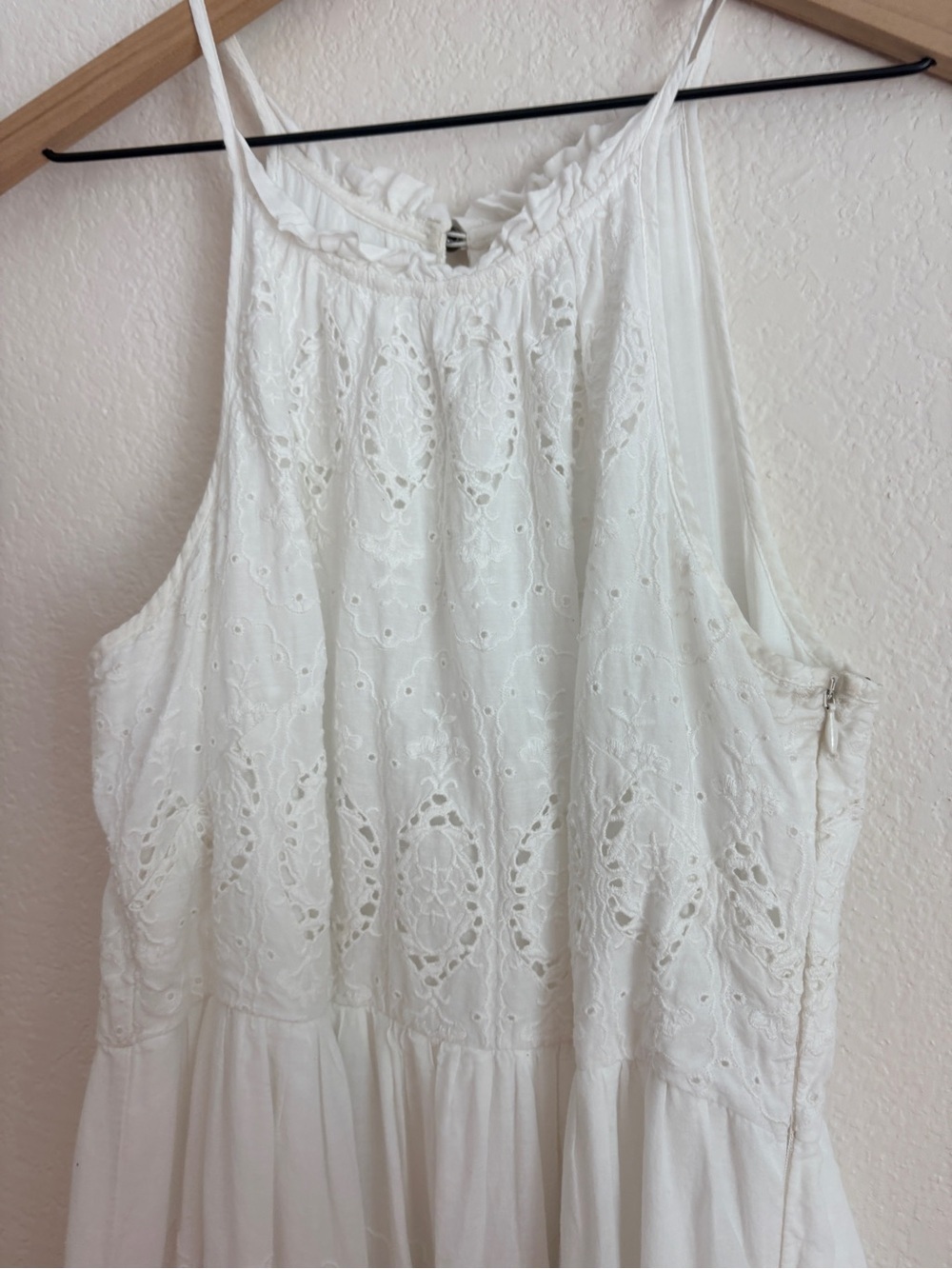 Anthropologie Maeve Tiered White Eyelet Halter Midi Dress - Picture 8 of 11